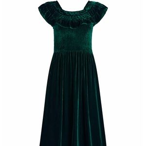 Hill House Home Akilah Velvet Nap dress size small BNWOT  emerald green